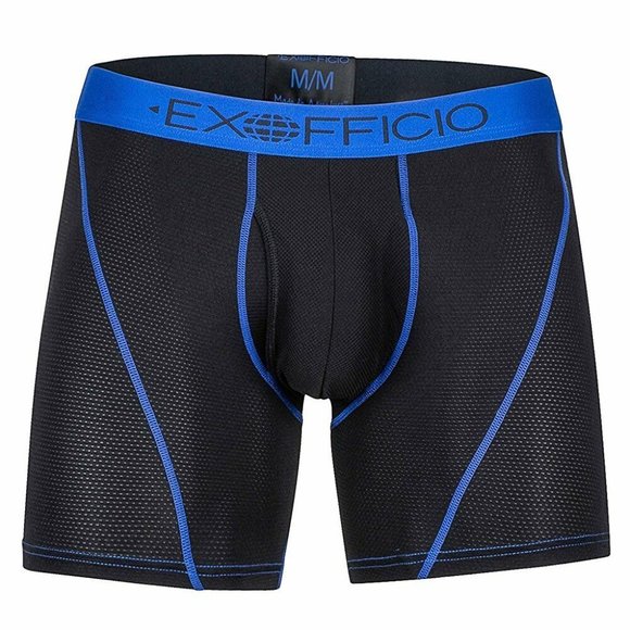 Exofficio Men's Give-N-Go Sport Mesh 6-inch Boxer Brief Black/Royal - 1241-2336 - Picture 1 of 1